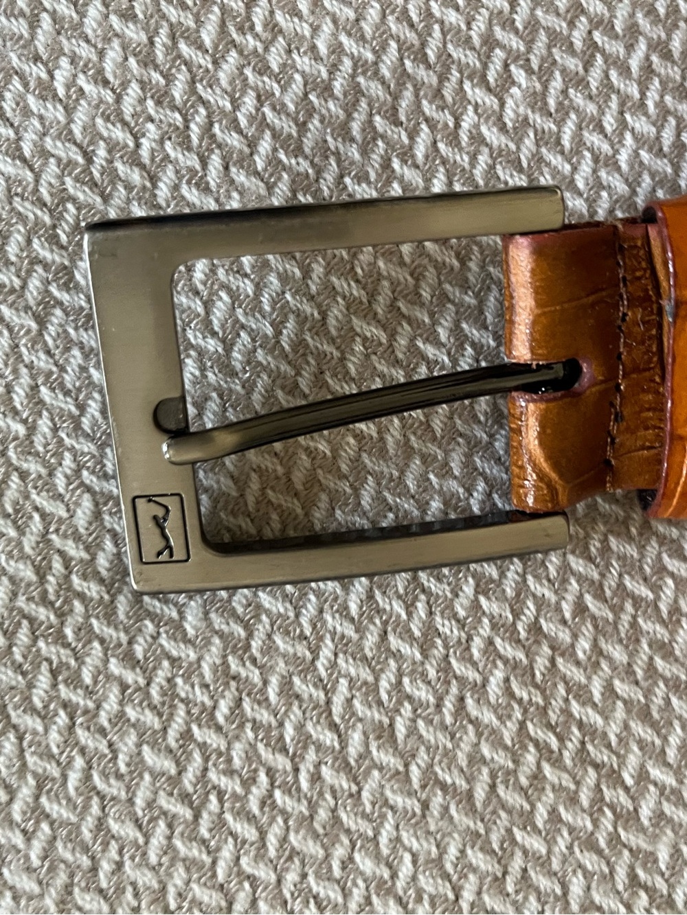 Men's Brown Leather Crocodile Golfer Belt Size 44 - Picture 4 of 5